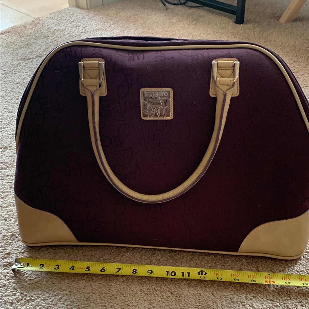 Elegant Burgundy and Tan Handbag